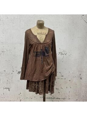 Y2K Vintage La Mode Est À Vous Avant Garde Deconstructed Brown Mini Dress